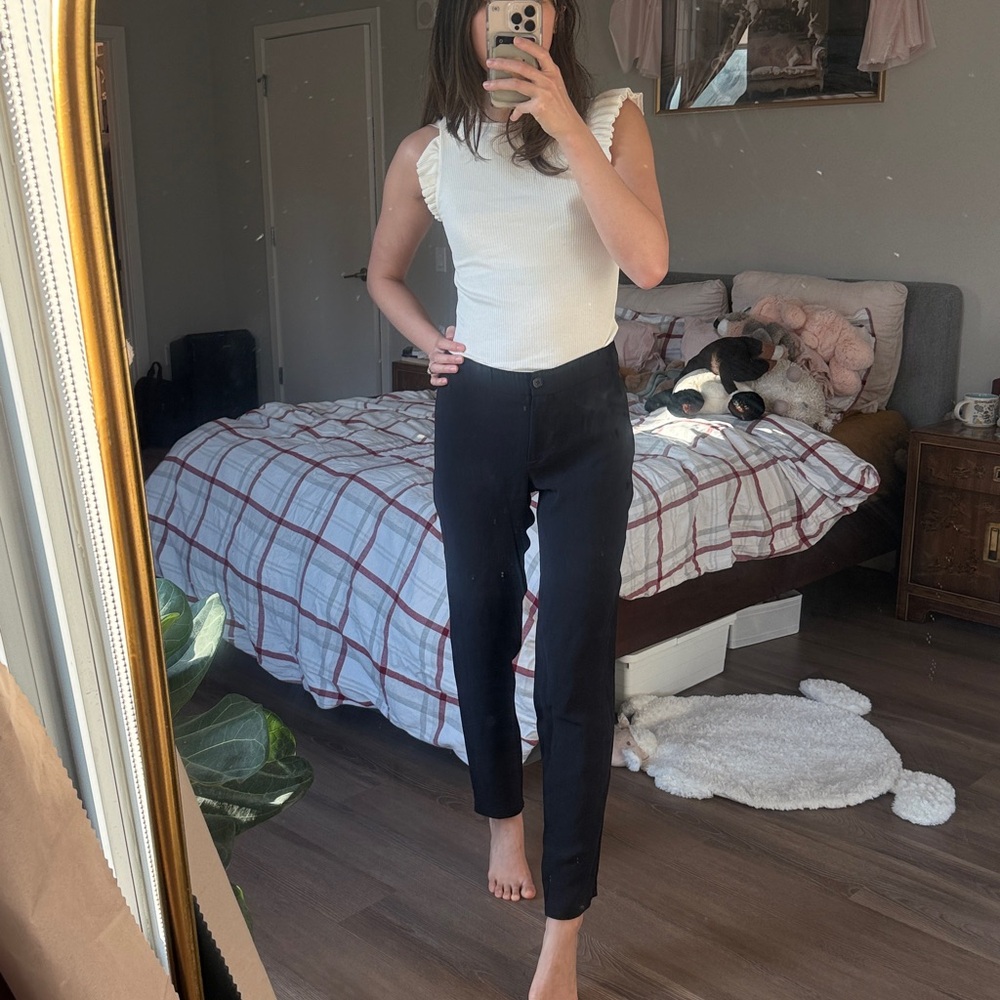 MaxMara black crepe straight leg work pants